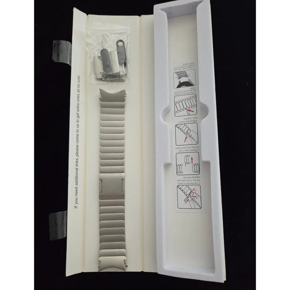 Fullmosa Titanium Smart Watch Band 20mm Link Bracelet Metallic Silver NIB